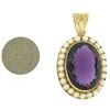 Image 2 : Vintage 14kt Yellow Gold Oval Amethyst and Pearl Halo Pendant