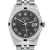 Image 1 : Rolex Mens Stainless Steel Dark Rhodium Roman Diamond & Sapphire Datejust Wristw