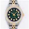 Image 1 : Rolex Ladies 2 Tone Yellow Gold Green Vignette VS Diamond Datejust Wristwatch