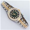 Image 3 : Rolex Ladies 2 Tone Yellow Gold Green Vignette VS Diamond Datejust Wristwatch