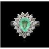 Image 2 : 14KT White Gold 1.39 ctw Emerald and Diamond Ring