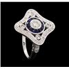 Image 4 : 0.76 ctw Diamond Ring And Sapphire Ring- 18KT White Gold