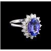Image 1 : 3.88 ctw Tanzanite and Diamond Ring - 14KT White Gold