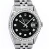 Image 1 : Rolex Mens Stainless Steel Black Diamond 36MM Datejust Wristwatch With Rolex Box