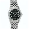 Image 2 : Rolex Mens Stainless Steel Black Diamond 36MM Datejust Wristwatch With Rolex Box
