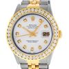 Image 1 : Rolex Mens 2 Tone White Diamond 3 ctw Channel Set Datejust Wriswatch