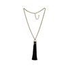 Image 1 : Silk Tassel Square Pendant Necklace - Gold Plated