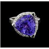 Image 2 : 9.25 ctw Tanzanite and Diamond Ring - 14KT White Gold