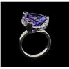 Image 4 : 9.25 ctw Tanzanite and Diamond Ring - 14KT White Gold