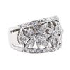 Image 1 : 1.38 ctw Diamond Wide Band Floral Ring - 14KT White Gold