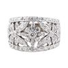Image 2 : 1.38 ctw Diamond Wide Band Floral Ring - 14KT White Gold