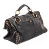 Image 4 : Prada Black Leather Studded Medium Satchel Bag