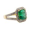 Image 2 : 2.82 ctw Emerald and Diamond Ring - 18KT Yellow Gold