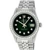 Image 2 : Rolex Mens Stainless Steel Slate Green Diamond 36MM Datejust Wristwatch