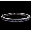 Image 1 : 3.40 ctw Sapphire and Diamond Bracelet - 14KT White Gold