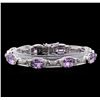 Image 1 : Crayola 17.00 ctw Pink Amethyst and White Sapphire Bracelet - .925 Silver