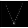 Image 2 : 1.00 ctw Sapphire and Diamond Pendant With Chain - Platinum and 14KT White Gold