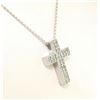 Image 2 : NEW 14k White Gold .65 ctw Pave Set Diamond Box Milgrain Cross Pendant w/ Chain