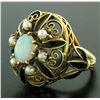 Image 2 : 14k Yellow Gold Opal Pearl Black Enamel Large Dome Ladies Cocktail Ring