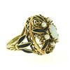 Image 4 : 14k Yellow Gold Opal Pearl Black Enamel Large Dome Ladies Cocktail Ring