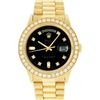 Image 2 : Rolex Mens 18K Yellow Gold Black Diamond 2.5 ctw Quickset President Wristwatch W