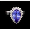 Image 2 : 4.08 ctw Tanzanite and Diamond Ring - 14KT White Gold