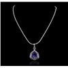 Image 2 : 14KT White Gold 11.31 ctw GIA Certified Tanzanite and Diamond Pendant With Chain