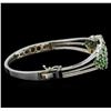 Image 2 : 3.68 ctw Tsavorite and Diamond Bracelet - 14KT White Gold