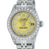 Image 1 : Rolex Ladies Stainless Steel 26MM Yellow String Diamond Lugs Datejust Wristwatch