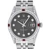 Image 1 : Rolex Mens Stainless Steel Diamond Lugs Rhodium Diamond & Ruby Datejust Wristwat