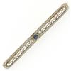 Image 1 : 14k Gold & Platinum Sapphire Open Filigree Fancy Bar Pin Brooch
