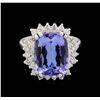 Image 2 : 8.62 ctw Tanzanite and Diamond Ring - 14KT White Gold