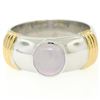 Image 3 : Men's Ribbed 18k Two Tone Gold GIA Certified Round Star Sapphire Solitaire Ring