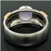 Image 8 : Men's Ribbed 18k Two Tone Gold GIA Certified Round Star Sapphire Solitaire Ring