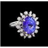 Image 1 : 6.25 ctw Tanzanite and Diamond Ring - 14KT White Gold
