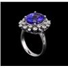 Image 4 : 6.25 ctw Tanzanite and Diamond Ring - 14KT White Gold