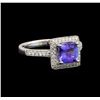 Image 1 : 18KT White Gold 1.52 ctw Tanzanite and Diamond Ring