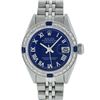 Image 2 : Rolex Ladies Stainless Steel Blue Diamond & Sapphire Datejust Wristwatch