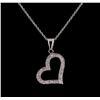 Image 1 : 0.30 ctw Diamond Heart Pendant With Chain - 14KT White Gold