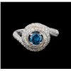 Image 2 : 14KT White Gold 1.29 ctw Fancy Blue Diamond Ring