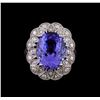 Image 2 : 8.58 ctw Tanzanite and Diamond Ring - 14KT White Gold
