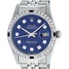 Image 2 : Rolex Mens Stainless Steel Blue Diamond & Sapphire Datejust Wristwatch