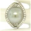 Image 8 : 14k White Gold Large 14.5mm Tahitian Pearl Solitaire Ring w/ 2.00 ctw Pave Diamo