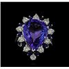 Image 2 : 10.02 ctw Tanzanite, Blue Sapphire, and Diamond Ring - 14KT White Gold