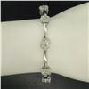 Image 4 : 14K White Gold 7" 4.65 ctw Round Diamond Flower Cluster Bar Link Tennis Bracelet