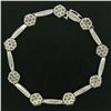 Image 7 : 14K White Gold 7" 4.65 ctw Round Diamond Flower Cluster Bar Link Tennis Bracelet