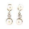 Image 1 : 0.10 ctw Diamond and Pearl Earrings - 14KT White Gold
