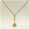 Image 2 : 14k Gold Cushion Mine Cut Diamond Lavalier Pendant