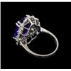 Image 3 : 7.78 ctw Tanzanite and Diamond Ring - 14KT White Gold