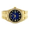 Image 3 : Rolex Mens 18K Yellow Blue Vignette Diamond Lugs Quickset President Wristwatch W